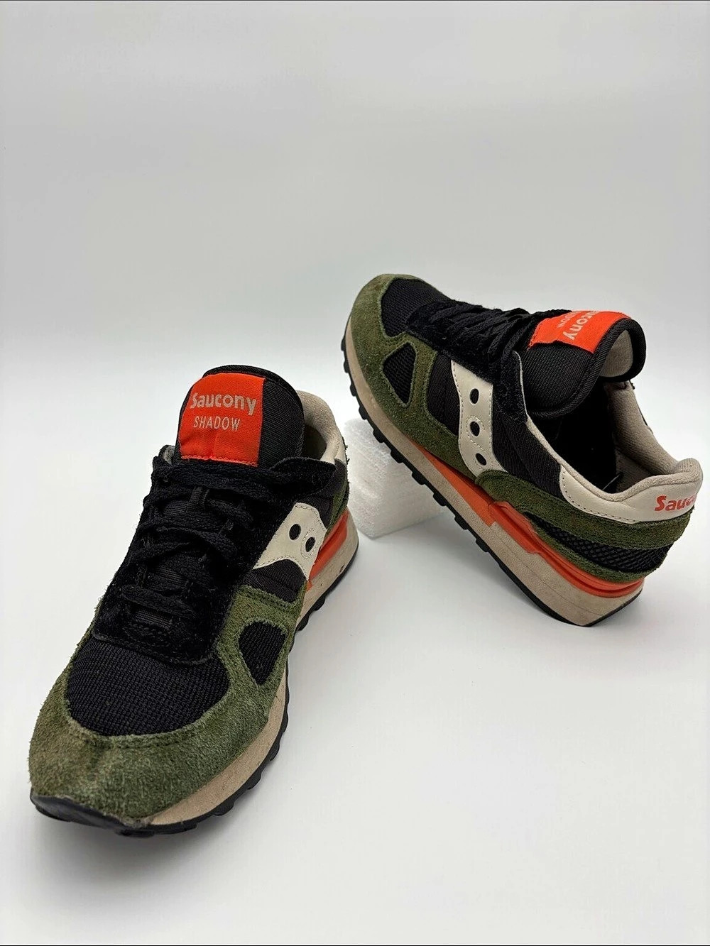 Saucony Shadow Original Women's 9 Sneakers Black, Olive Green and Orange #793
